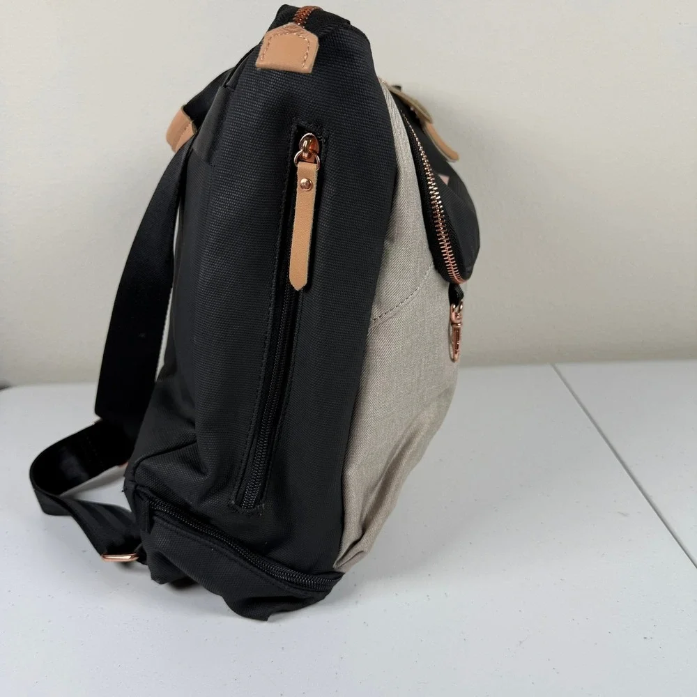 Petunia Pickle Bottom Pivot Pack Diaper Bag Sand/Black Large Backpack Rose Gold